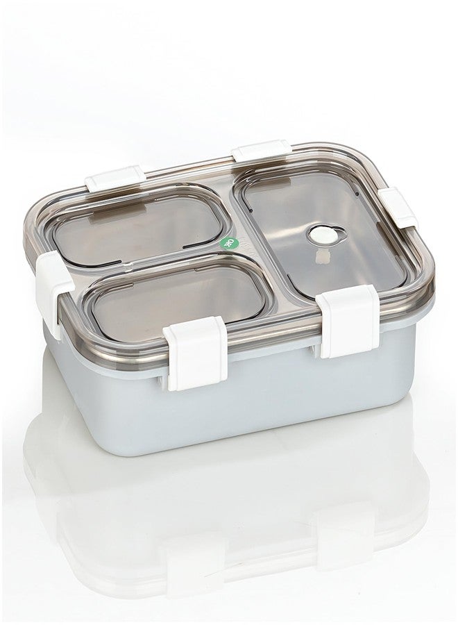 Celltone حاوية طعام Celltone Microsafe المصنوعة من الفولاذ المقاوم للصدأ 304 - مانعة للتسرب، آمنة للاستخدام في الثلاجة والفرن والميكروويف، تخزين طعام محمول (3 أقسام، أزرق فاتح) - Image 1